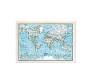 Mapa Pins Blue Marco Blanco 50X40 Cms
