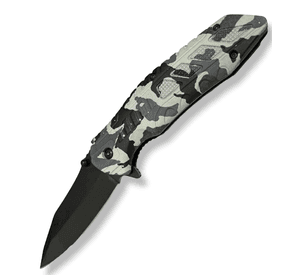 Camuflage Navaja Cortapluma Pedernal Silbato Gris AG06