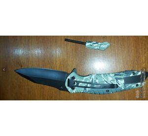 Camuflage Navaja Cortapluma Pedernal Silbato Gris AG06