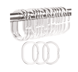 Set De 12 Ganchos Para Cortina De Baño Transparente