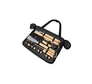 Set Maletín Asado Parrilla Negro 10 Herramientas