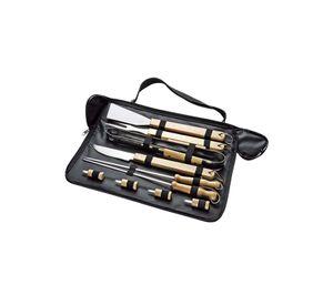 Set Maletín Asado Parrilla Negro 10 Herramientas