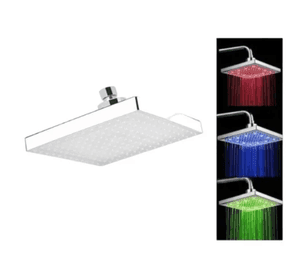 Cabezal Ducha Regadera Cuadrada Luz Led Rgb