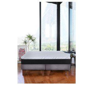 Cama Europea Zen Pro Colchon Resortes 2 Plazas Base Dividida Tela Gris