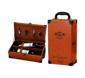 Caja Para Vinos Maleta De Cuero Con Accesorios