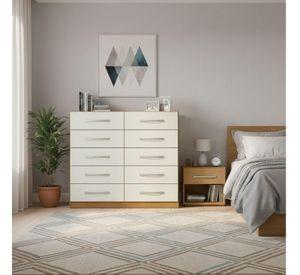 Combo Cama europea prelude 1.5 plazas + Cómoda 10 Cajones Off White CEP15R10
