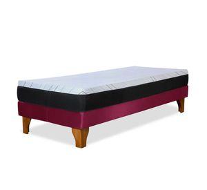 Cama Europea Zen Pro Colchon Resortes 1.5 Plaza Base Dividida Tela Burdeo