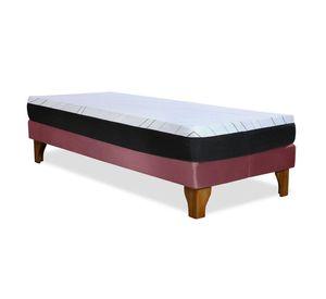 Cama Europea Zen Pro Colchon Resortes 1.5 Plaza Base Dividida Tela Palo Rosa