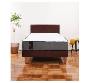Cama Europea Zen Best 1.5 Plaza Colchon Resortes Base Dividida + Respaldo Tela Café