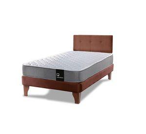 Cama Europea Zen Best 1.5 Plaza Colchon Resortes Base Dividida + Respaldo Tela Café