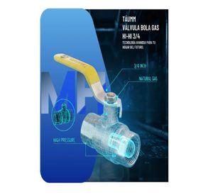 Llave De Paso Bola Gas 3/4 Hi-hi Taumm X3 Certificada Sec