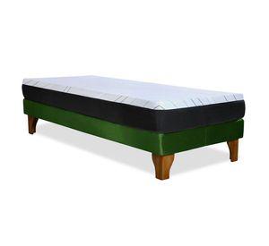 Cama Europea Zen Pro Colchon Resortes 1.5 Plaza Base Dividida Tela Verde