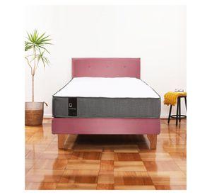 Cama Europea Zen Best 1.5 Plaza Colchon Resortes Base Dividida + Respaldo Tela Palo Rosa