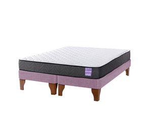 Cama Europea 2 Plazas 150x190 cm Base Colchón Madera Rosado