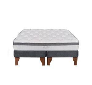 Cama Europea Stella 2 Plazas 150x190 cm Base Colchón Madera Gris