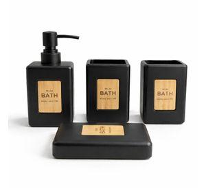 Set De Accesorios De Baño 4 Piezas Cerámica Burbujas Black