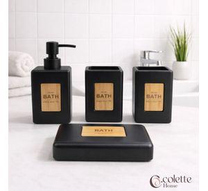 Set De Accesorios De Baño 4 Piezas Cerámica Burbujas Black