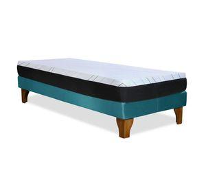 Cama Europea Zen Pro Colchon Resortes 1.5 Plaza Base Dividida Tela Turquesa