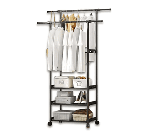 Rack Organizador Doble Para Ropa Perchero Ganchos Portátil