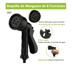 Manguera retráctil expandible 15 metros pistola y acoples