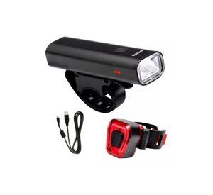 Luz Bicicleta - Set Delantera y Trasera, USB, Maxwell, Impermeable, Color Negro