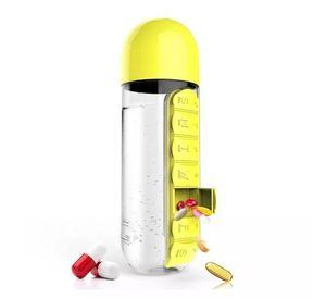 Botella De Agua 600ml + Pastillero Organizador De Pastillas
