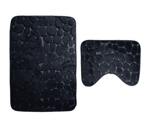 Set De Alfombras Baño Piedras Elegante Negro