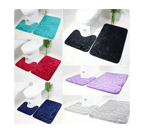 Set De Alfombras Baño Piedras Elegante Negro