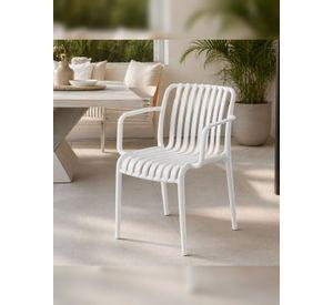 Silla Moderna Blanca Con Brazos Para Terraza Patio O Balcón