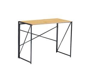 Mesa Escritorio Plegable de Metal y Madera Roble Claro 100x50x75 cm