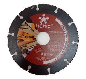 Disco Corta Madera plastico 115mm Hemic Negro