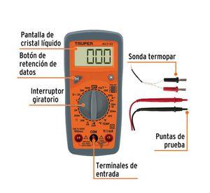 Multitester Digital Truper Profesional MUT 33 Volt AC DC Medici n Temperatura CAT III 600V