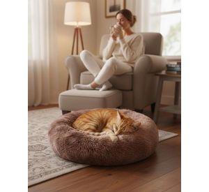 Cama Acolchada de Alta Densidad para tus mascotas 100 cm café