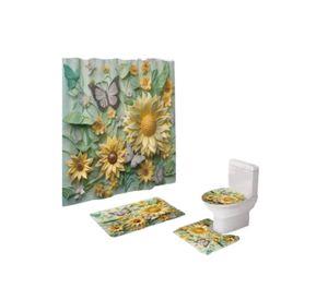Juego De Baño Con Diseños 4 Piezas Mariposa Girasol