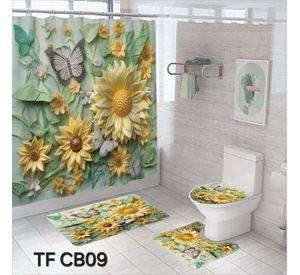 Juego De Baño Con Diseños 4 Piezas Mariposa Girasol
