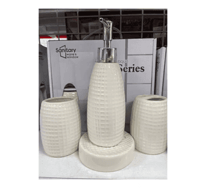 Set 4 Accesorios Baño De Cerámica Blanco