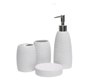 Set 4 Accesorios Baño De Cerámica Blanco
