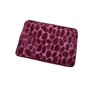 Alfombra De Baño Absorbente Suave Piedras Burdeo