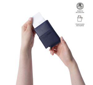 Porta Documentos Saffiano Tar con RFID Blocker Azul Totto