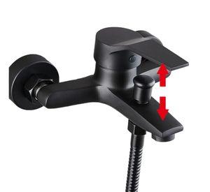 Llave Monomando Grifo Para Tina Ducha Negro Cuadrado