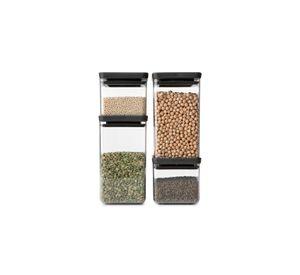 Juego de 4 contenedores cuadrados TASTY+ Dark Grey