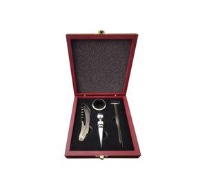 Set Vino 4 Accesorios En Caja Madera