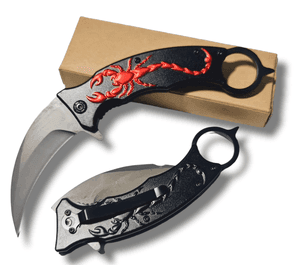 Karambit Retractil Curvo Red Skorpion Am26