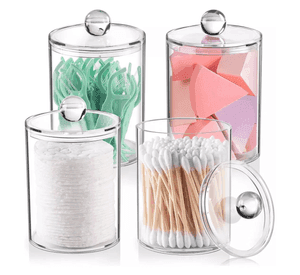 Pack 3 Organizador Acrilico C tapa Multiuso Algodon Cotonete