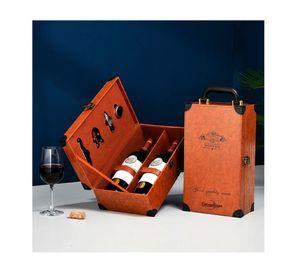 Caja Para Vinos Maleta De Cuero Con Accesorios