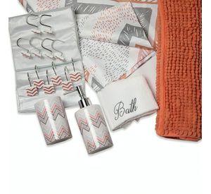 Set de Baño Ema 18 Piezas / Coral Lineas Diagonales – Doral