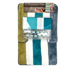 Set de Baño 15pcs Franjas Petróleo Verde Azul – Doral