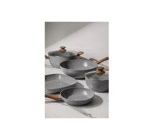 Batería de cocina de 5 piezas, antiadherente, cerámica marmolada