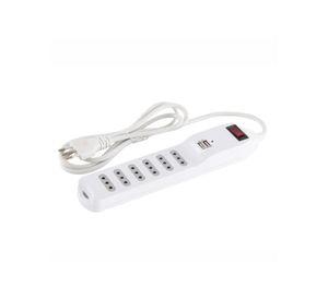 Zapatilla Alargador 1.5mt 6 Entradas 2 USB Blanco