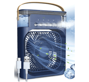 Climatizador Portátil Frío 4 en 1 Ventilador Humificador Enfriador Lampara LED 220v USB Azul